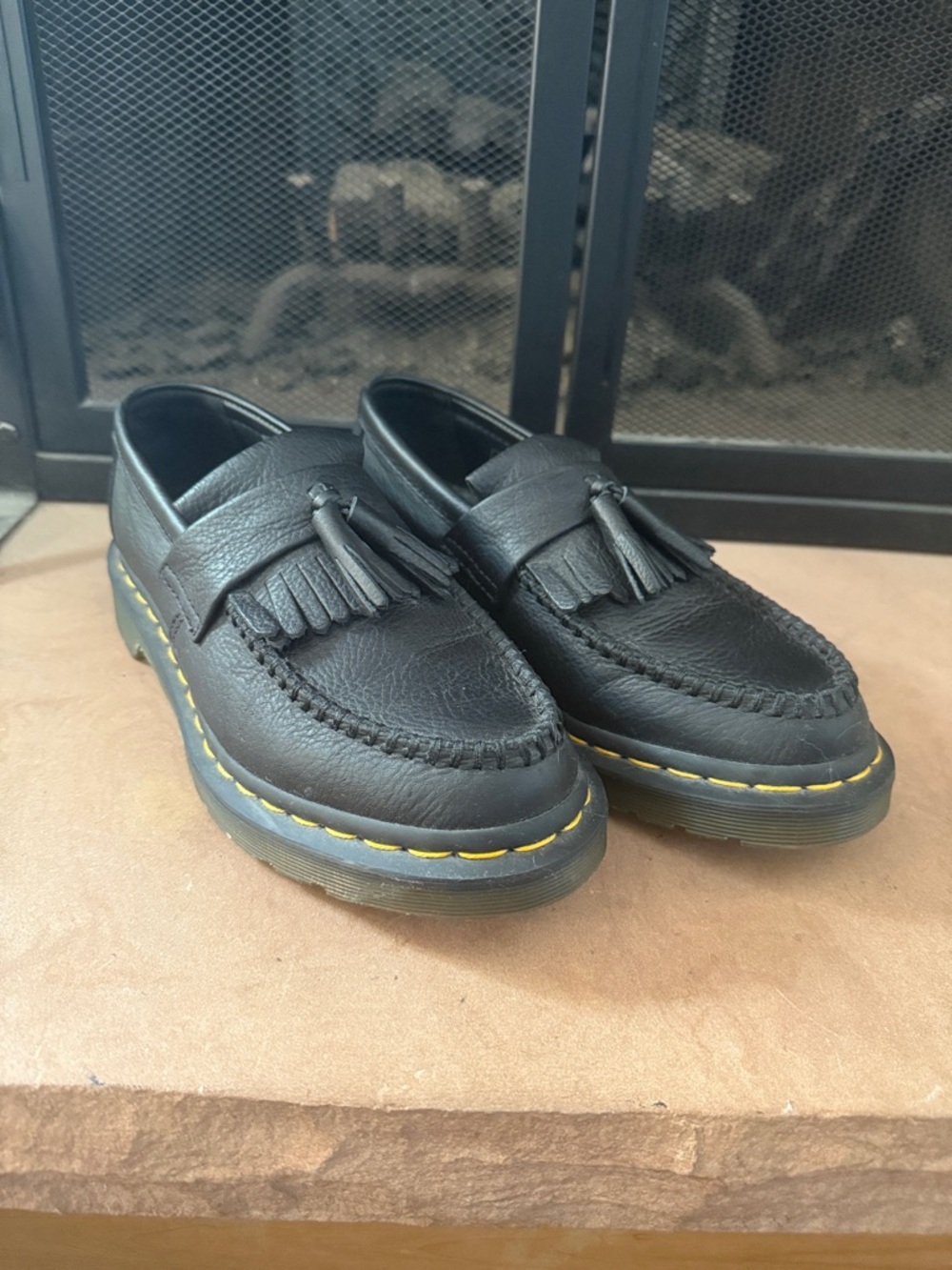 Dr. Martens Adrian Black Tassel Pebbled Leather Slip On Loafers UK 5 US 7